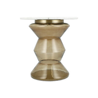 Side Table Glass Base And Marble Top 51*51 cm