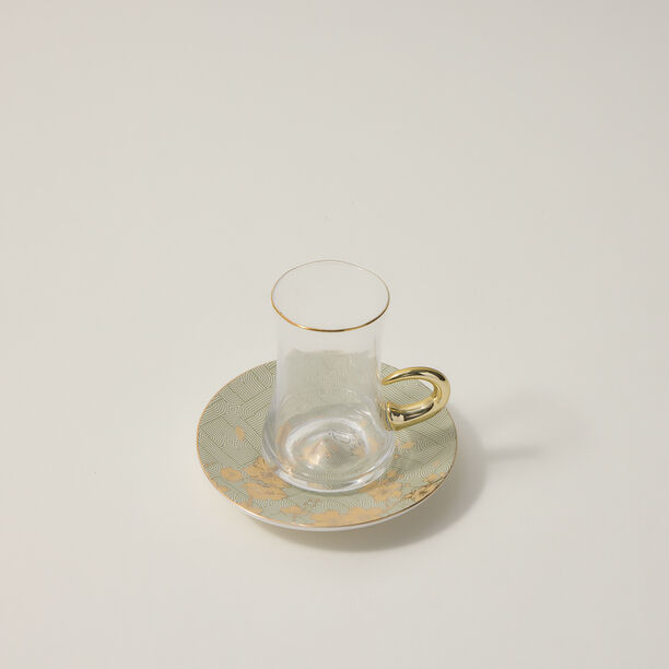 Dallaty green and gold Tea and coffee cups set 28 pcs image number 2