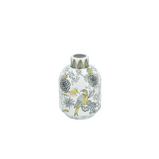 Vase White Base And Bird Pattern 15 *15 * 21 cm