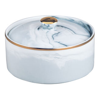 La Mesa blue gold marble date bowl with lid 13*9 cm