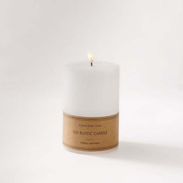 LED rustic candle in white 10*15cm image number 1