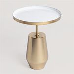 Homez steel side table, gold and white 40*40*50cm image number 0