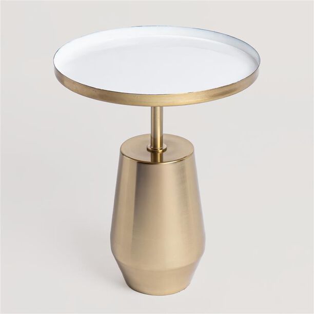 Homez steel side table, gold and white 40*40*50cm image number 0