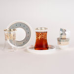 Dallaty white porcelain and glass Tea and coffee cups set 18 pcs image number 0