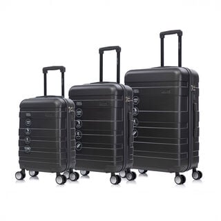 Travel Vision 3 Pieces Abs Wheeled Luggage Set, Dark Grey