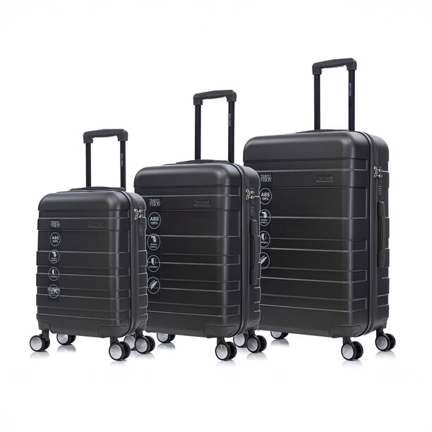 Travel Vision 3 Pieces Abs Wheeled Luggage Set, Dark Grey image number 0