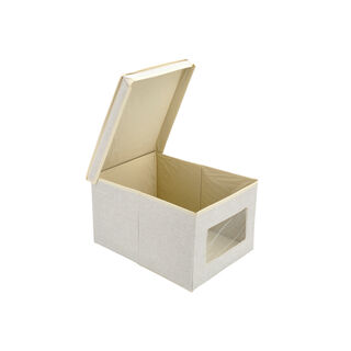 Fabric Storage Box With Lid & Transparent Side