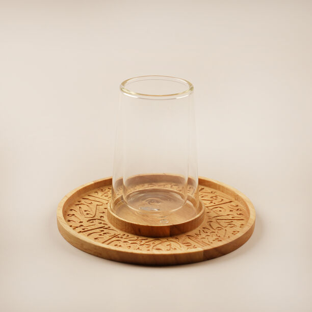 Dallaty 12Pcs Tea Cups With Wooden Bases Ramas Collection, Beige image number 0