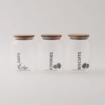 Alberto 3 pcs glass canister jar with acacia lids image number 0