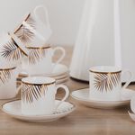 La Mesa Gold Leaf Coffee Cup Set 12 Pieces  image number 4