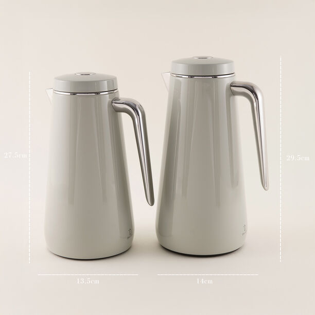 Dallaty Set of 2 Stainless Steel Thermos, Grey and Chrome 1L and 1.3L image number 2