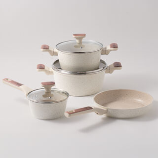 Alberto aluminum 7pcs cookware set, cream