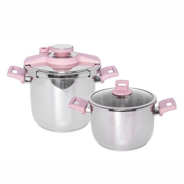 Alberto Pressure Cookers Set With Pink Handles image number 0