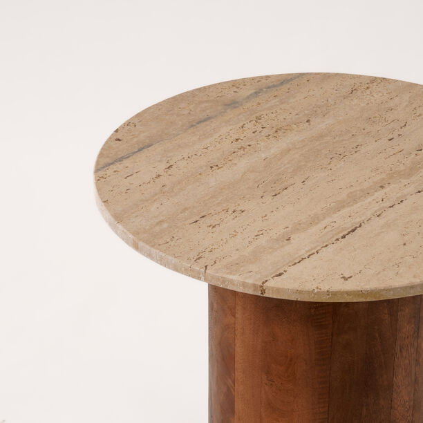 Homez side table with travertine marble top, in beige 50*50*49cm image number 2