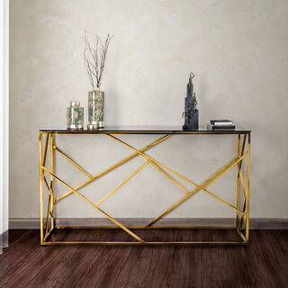 Glass Console Table Gold And Black 140*40*78 cm