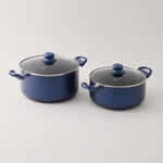 بنتولا طقم قدور جرانيت غير لاصق 12 قطعة، أزرق image number 2