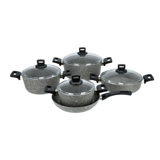 Alberto 9 Piece Granit Cookware Set Gray Stone