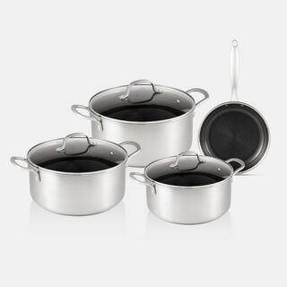 Alberto Stainless Steel Cookware Set 7Pcs, Silver