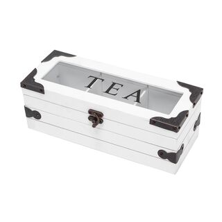 صندوق شاي خشب و زجاج 3 اقسام 