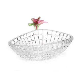 La Mesa Glass Bowl With Pink Crystal Flower 27 Cm