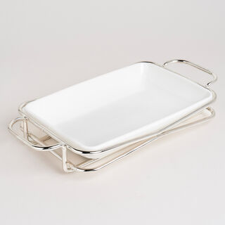 Rectangular Plate With Stand Silver