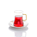 دلتي طقم شاي وقهوة سعودية زجاج وبورسلان أبيض 18 قطعة image number 2