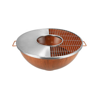 Wooden Texture Firepi Iron Bowl And Stainless Steel Lid