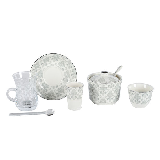Zukhroof 28 Pieces Porcelain Tea And Coffee Set Danteel Gray  image number 0