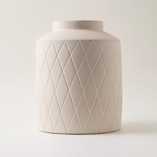 Homez Clay Stone Vase 24*24*29Cm, Offwhite