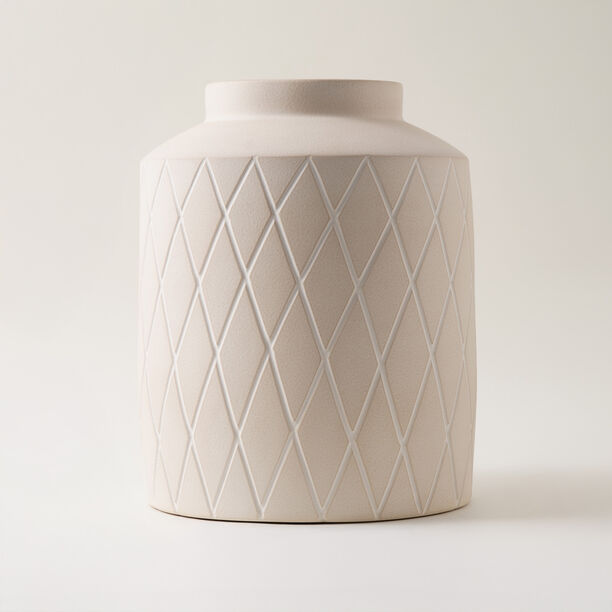 Homez Clay Stone Vase 24*24*29Cm, Offwhite image number 0