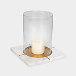 Candle Holder White Marble Gold Inlay image number 1