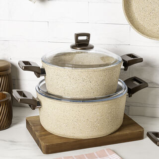 Alberto 7pcs granite cookware set brownstone