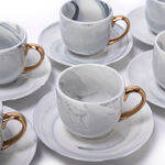 La Mesa Grey Marble/Gold Coffee Set 12 Pieces image number 1