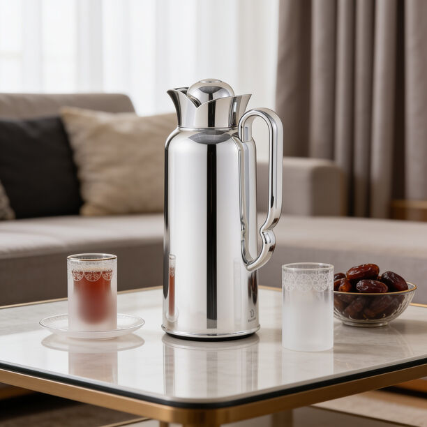 Dallaty Stainless Steel Thermos, Shiny Silver, 1L image number 1