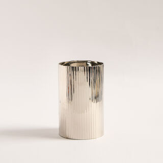 Mawaddah large cylindrical candle holder silver stainless steel Mawaddah collection 9*9*15 cm