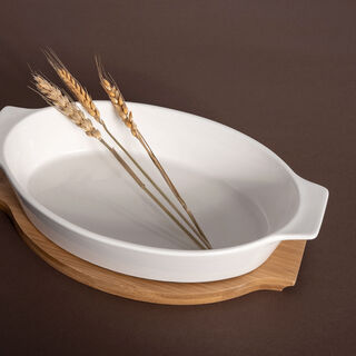 La Mesa Oven/Serving Oval Plate With Bamboo