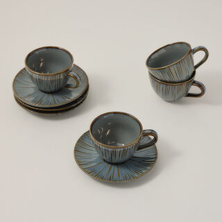 Green porcelain English coffee cups set 8 pcs