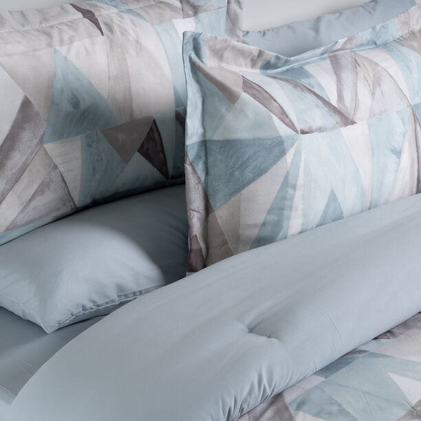 Cottage microfiber teal geo 6pc full comforter set, 160*240cm image number 2