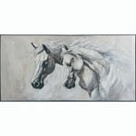 هومز لوحة جدارية كانفس خيول بيضاء بإطار خشب صناعي 100*200 سم image number 0