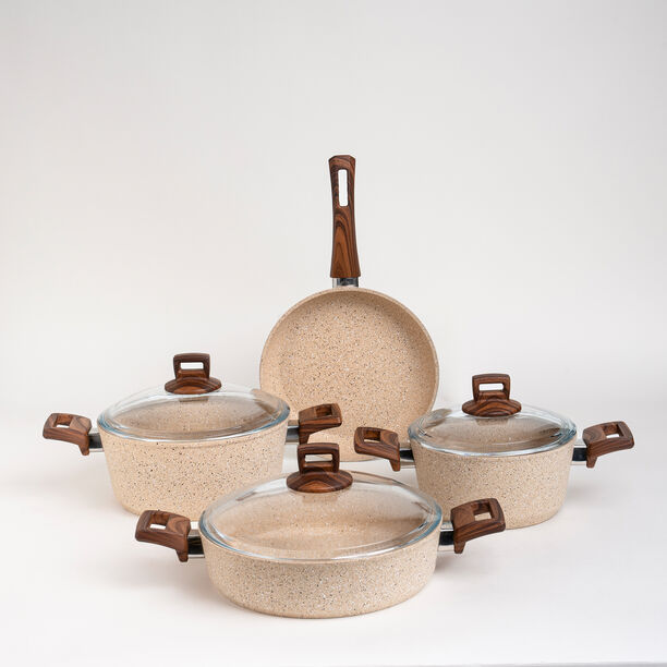 Alberto 7 Piece Granite Cookware Set Brown Stone image number 0