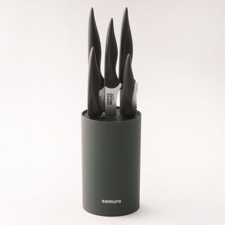 Samura 6pcs stainless steel mojo knife block set in black
