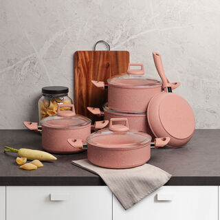 9 Pcs Forge Aluminum Granite Cookware Set