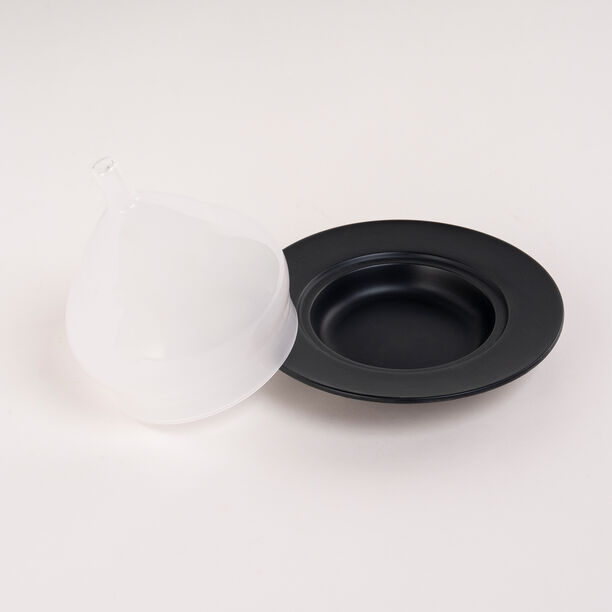 Dallaty white & black porcelain date bowl with lid 18*18*16 cm image number 2