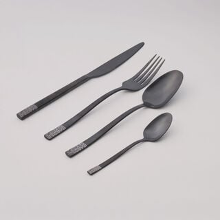 لاميسا طقم ملاعق مائدة بنقشة ليزر، أسود، 16 قطعة