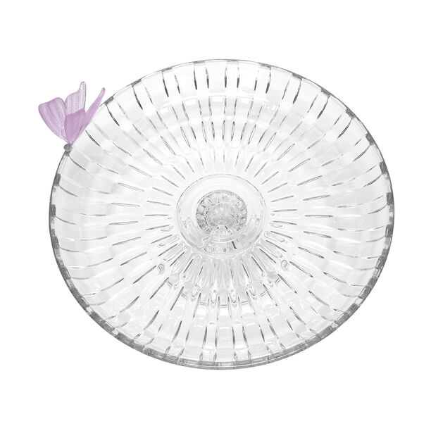 Glass Butterfly Cake Stand 1 Pc Crystal Pink image number 1