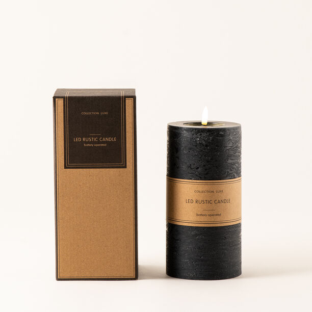 شمعة LED رستيك 10*20 سم أسود image number 0