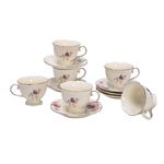 La Mesa 12 Pieces Tea Cup And Saucers \ Ivory image number 1