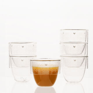Dallaty white glass Saudi coffee cups set 6 pcs