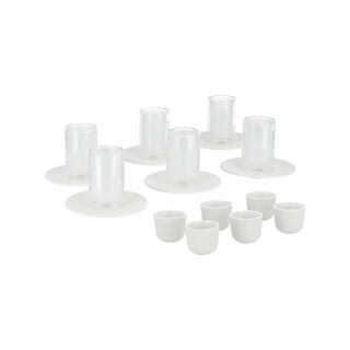Dallaty white porcelain and glass Tea and coffee cups set 18 pcs