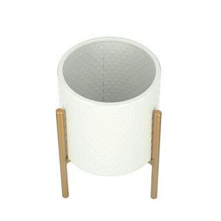 Metal Planter With Gold Legs White
